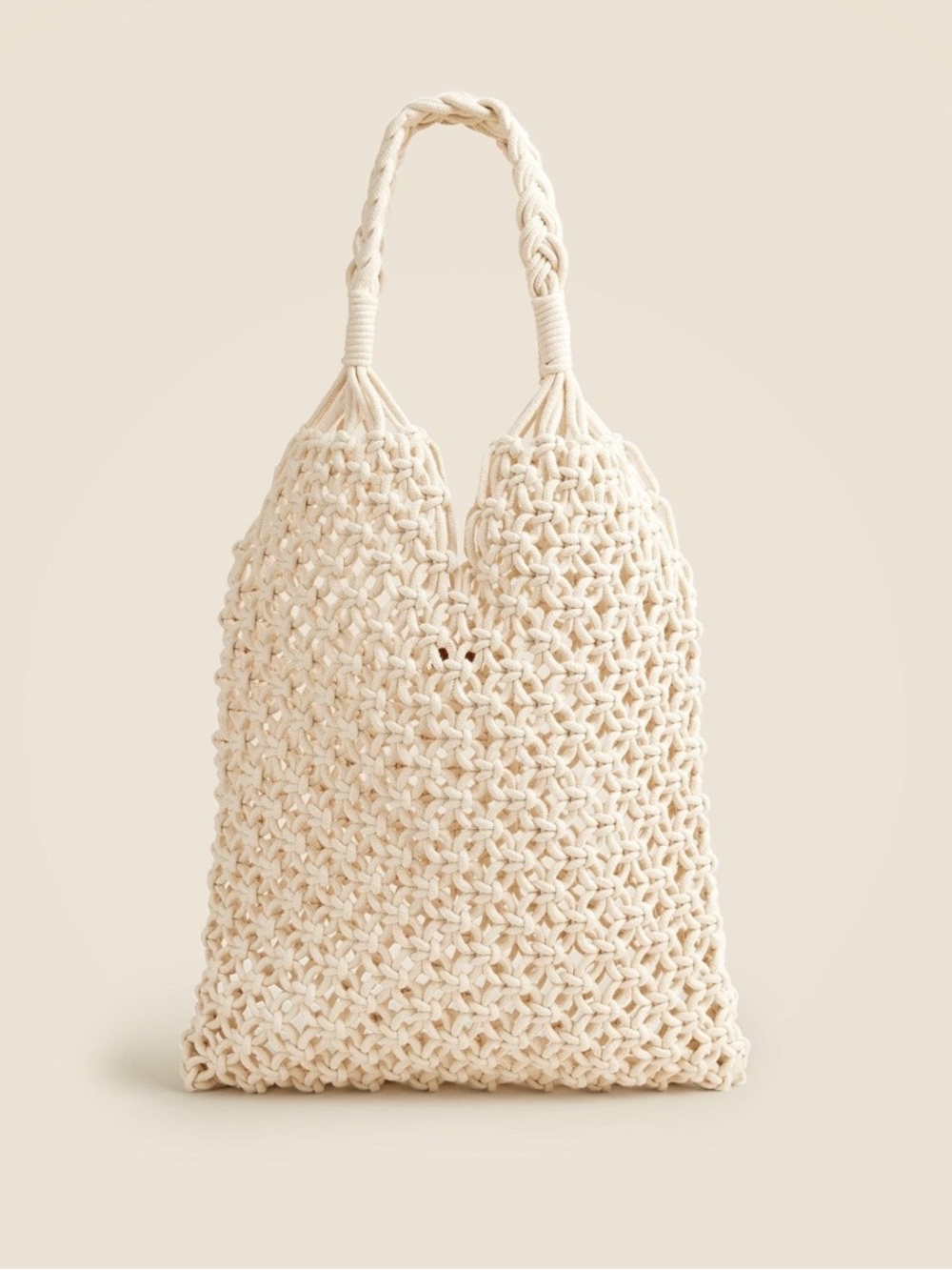 J.Crew Cadiz Hand-Knotted Rope Tote – Natural Cotton Beach Bag